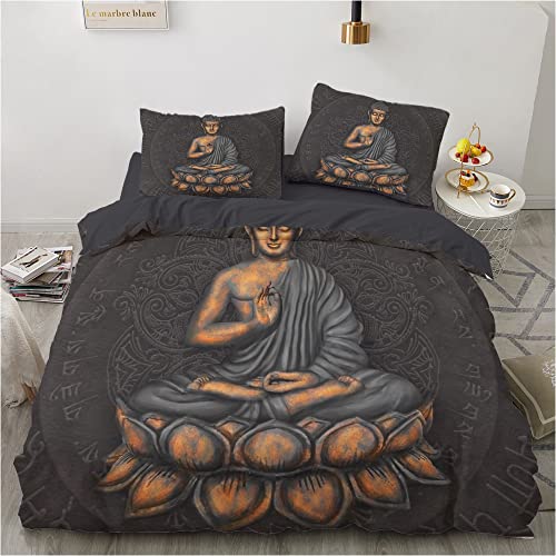 Buddha-Bettwäsche-Set Aus ägyptischer Baumwolle, Bettbezug-Set, Weiches Queen-Size-Bettlaken, Bettbezug (Buddha 03,135 x 200 cm) von GUNKY