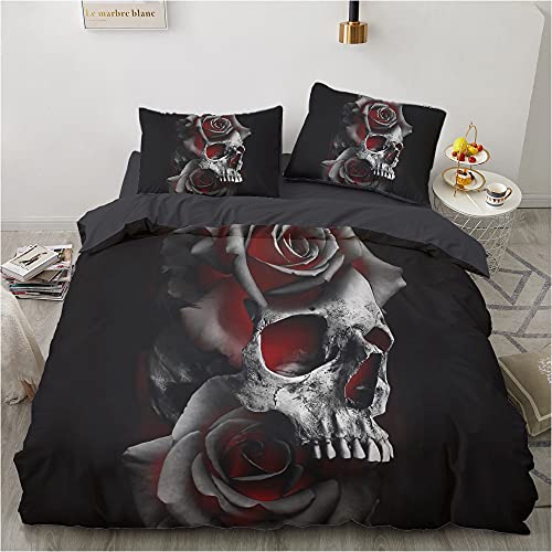 Goth Skull Metal Dark Bettwäsche-Set Aus ägyptischer Baumwolle, Bettbezug-Set, Weiches Queen-Size-Bettlaken, Bettbezug (Graffiti 04,200 x 200 cm) von GUNKY