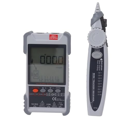Werkzeuge Kompatibel mit 2-in-1-Netzwerkkabeltester, digitales Multimeter, LCD-Bildschirm, Drahtfinder-Kit für die Kartierung von Metallkabeln (grau)(Grey) von GUNQQIG