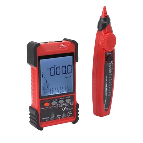 Werkzeuge Kompatibel mit 2-in-1-Netzwerkkabeltester, digitales Multimeter, LCD-Bildschirm, Drahtfinder-Kit für die Kartierung von Metallkabeln (grau)(Red) von GUNQQIG