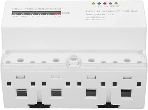 Werkzeuge Kompatibel mit Stromzähler, 3-Phasen-4-Leiter-KWh-Energie-Stromverbrauch Wattmeter Din-Schienenmontage 230 V 400 V 5-100 A von GUNQQIG