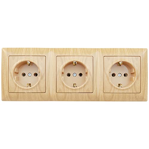 GUNSAN Visage 3er 3-fach Steckdosen-Set mit Rahmen Schutzkontakt Steckdose Unterputz Eichenholz Optik Horizontal Waagerecht GUNSAN Visage 3er 3-fach Steckdosen-Set mit Rahmen Schutzkontakt Steckdose Unterputz Eichenholz Optik Horizontal Waagerecht von Günsan