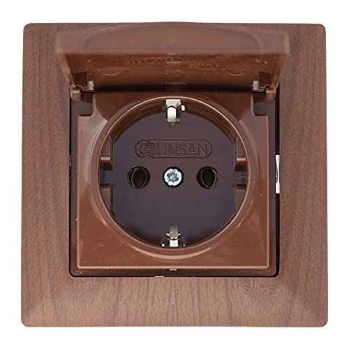 Visage Steckdose mit Deckel Unterputz Nussbaum Holz-Optik Praktisches Steckklemmen-System - Kabelanschluss ohne Schrauben von Günsan