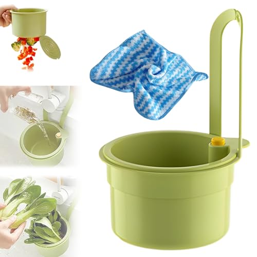 Wasserhahn-Hängesieb, Multifunktionaler abflusssieb küchenspüle, Wasserhahn Hängende waschbecken sieb für spülbecken, drain basket kitchen für spüle, Kunststoff-Abtropfkorb für die Küchenspüle (Grün) von GUO-SWY