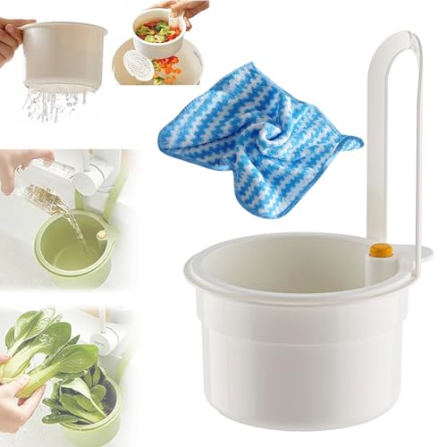 Wasserhahn-Hängesieb, Multifunktionaler abflusssieb küchenspüle, Wasserhahn Hängende waschbecken sieb für spülbecken, drain basket kitchen für spüle, Kunststoff-Abtropfkorb für die Küchenspüle (Weiß) von GUO-SWY