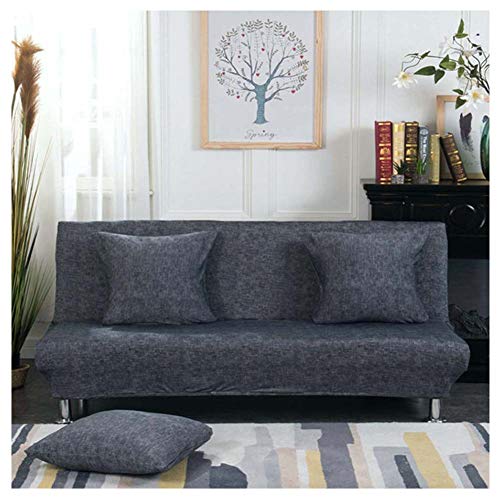 Armlose Sofabettüberzug Polyester Spandex Stretch Futon Schutzhülle Protector 3-Sitzer Elastisch Mode Beliebt Klassisch Muster Sofabezug Für Klappcouch Ohne Armlehnen,Grau2,3 sitzer von GUOCU