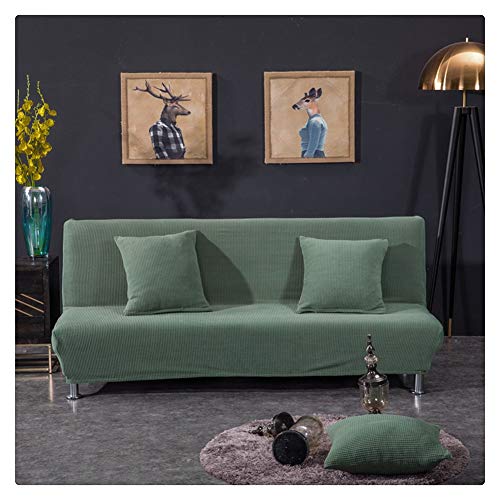 Elastisch Sofabezug ohne armlehnen Klappsofa Überwürfe Sofabezug Elastische voll zusammenklappbare Couch Sofa Schild passt zusammenklappbare Sofa-Bett ohne Armlehnen,Armeegrün,1 Sitzer(120-155CM) von GUOCU
