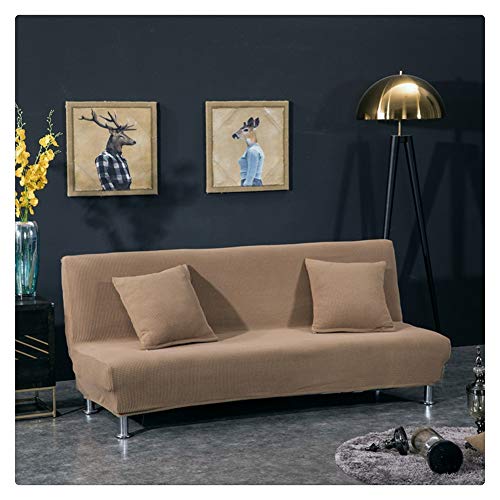 Elastisch Sofabezug ohne armlehnen Klappsofa Überwürfe Sofabezug Elastische voll zusammenklappbare Couch Sofa Schild passt zusammenklappbare Sofa-Bett ohne Armlehnen,Schokolade,2 Sitzer(160-185CM) von GUOCU