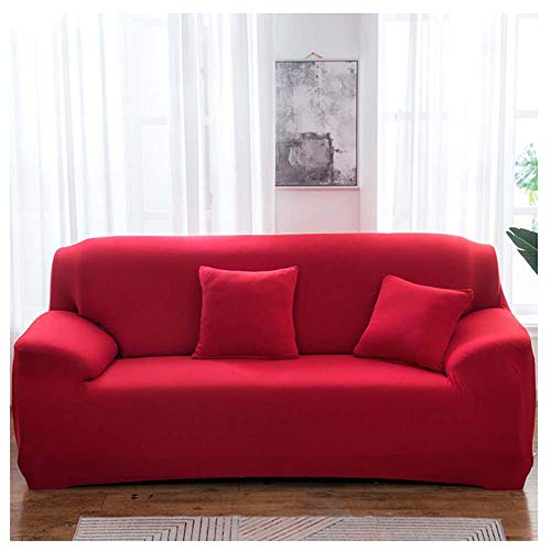 Elastischer Sofabezug Sofahusse 1 2 3 4 Sitzer Sofa Überwurf Stretch Sofabezüge Couch Bezug Sofa Abdeckung Muster Hussen Verschiedene Größe Und Farbe,Rot,3 sitzer von GUOCU