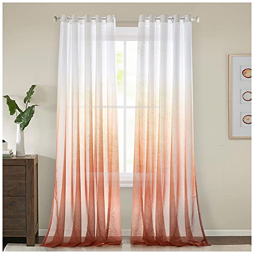 GUOCU Farbverlauf Vorhang Sheer Vorhang Voile Dekoschal Vorhänge mit Ösen Halbtransparent Gardine Ösenvorhang Gaze Fensterschal für Wohnzimmer Schlafzimmer Rot 106X160cm(1 Stück) von GUOCU