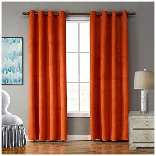 GUOCU Gardinen Blickdicht Vorhänge - Blickdichter Vorhang Thermo Gardinen Verdunklung Ösenvorhang Orange 140X160CM (1 Stück) von GUOCU