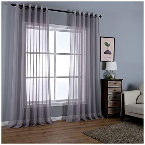 GUOCU Gardinen Wohnzimmer Ösenvorhang Leinenoptik Voile Gardinen Halbtransparent Dekoschals Balkontür Vorhang Elegant Hochwertig Glamour Transparent Fensterschal Violett 213X259cm(1 Stück) von GUOCU