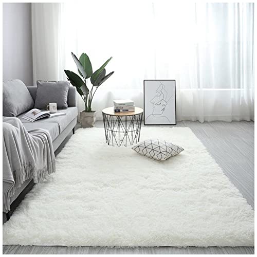 GUOCU Hochflor Teppich Wohnzimmer rutschfest Langflor Fellteppich Shaggy Flauschig Weich Modern Kunstfell Einfarbig Bettvorleger Sofa Matte,Cremefarben,60x90CM von GUOCU