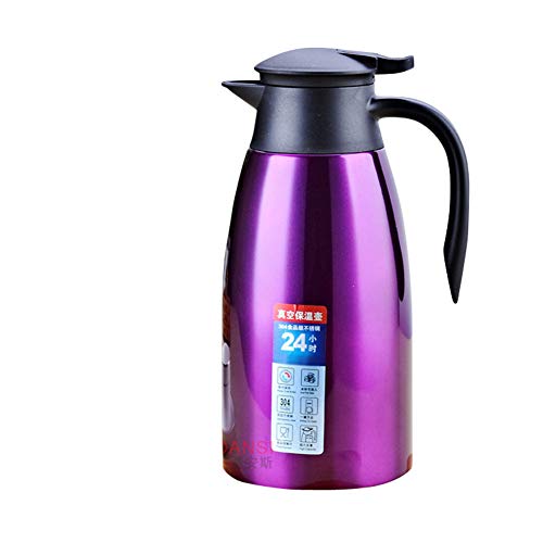 Isolierkanne Edelstahl Quick Tip Verschluss Kaffee Thermos Kaffee Plunger Soft Grip,Lila,1.5 L（24 Hours Insulation） von GUOCU