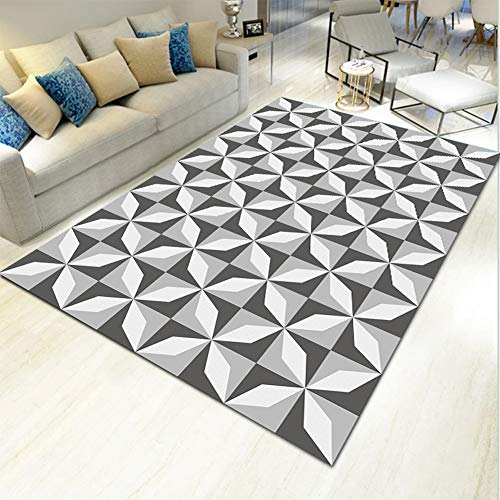 GUOCU Teppich Kurzflor Moderne Teppiche Marokkanisch Geometrisch Diamant Karo Viereck Marokkanisch Muster, Schlafzimmer Wohnzimmer Teppich Sofa Matte Bodenmatte O 60x90CM von GUOCU