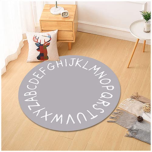 GUOCU Teppich Modernes Wohnzimmer Verdicken Einfacher Runder Buchstabe Plüschteppich Waschbar Schlafzimmer Wohnzimmer Hängender Korb Bodenmatte Bodendekoration Teppich,Grau,100cm von GUOCU