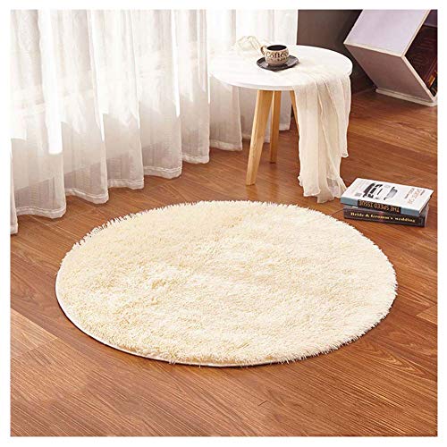 GUOCU Teppich Rund Hochflor Shaggy Langflor Teppich Flauschiger Teppiche Bettvorleger Wohnzimmer Teppich,Beige,Durchmesser 160cm von GUOCU