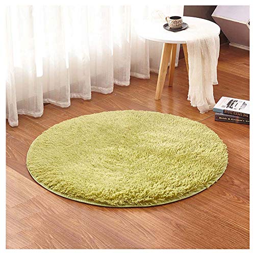 GUOCU Teppich Rund Hochflor Shaggy Langflor Teppich Flauschiger Teppiche Bettvorleger Wohnzimmer Teppich,Grün,Durchmesser 30cm von GUOCU