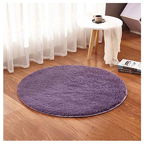 GUOCU Teppich Rund Hochflor Shaggy Langflor Teppich Flauschiger Teppiche Bettvorleger Wohnzimmer Teppich,Lila2,Durchmesser 100cm von GUOCU