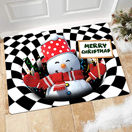 GUOCU Weihnachten Dekoration Fußmatte 3D Wirbel Optischer Täuschung Teppich,Visual Illusion Rutschfester Badteppiche Badematte Vortex Teppiche Weihnachtsmann Badvorleger Bodenmatte L 50x80CM von GUOCU