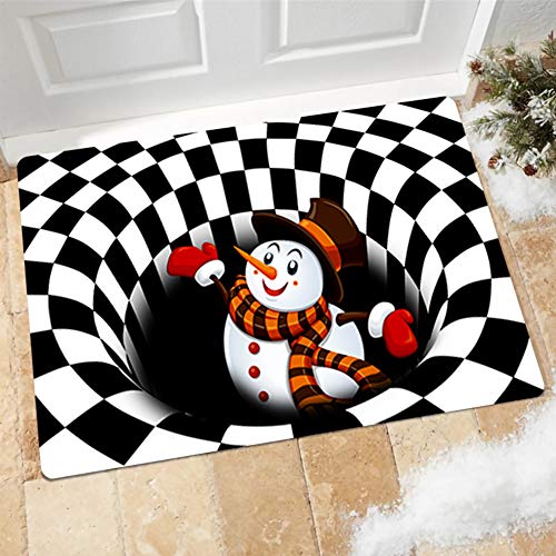 GUOCU Weihnachten Dekoration Fußmatte 3D Wirbel Optischer Täuschung Teppich,Visual Illusion Rutschfester Badteppiche Badematte Vortex Teppiche Weihnachtsmann Badvorleger Bodenmatte O 50x80CM von GUOCU