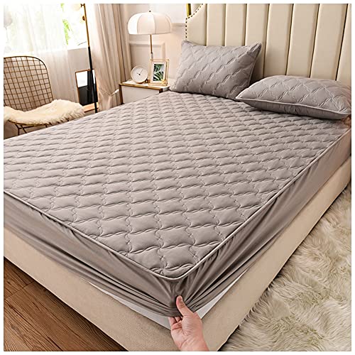 Gesteppte Matratzenauflage Matratzenschoner Unterbett - bis 25 cm Steghöhe - Bettauflage Matratzenschutz Soft-Topper Matratzenbezug Waschbarer Bezug,Grau,120x200cm von GUOCU