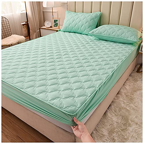 Gesteppte Matratzenauflage Matratzenschoner Unterbett - bis 25 cm Steghöhe - Bettauflage Matratzenschutz Soft-Topper Matratzenbezug Waschbarer Bezug,Grün,90x200cm von GUOCU