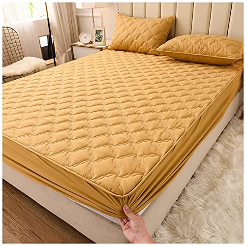 Gesteppte Matratzenauflage Matratzenschoner Unterbett - bis 25 cm Steghöhe - Bettauflage Matratzenschutz Soft-Topper Matratzenbezug Waschbarer Bezug,Kamel,90x200cm von GUOCU