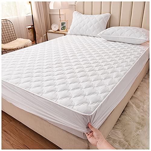 Gesteppte Matratzenauflage Matratzenschoner Unterbett - bis 25 cm Steghöhe - Bettauflage Matratzenschutz Soft-Topper Matratzenbezug Waschbarer Bezug,Weiß,120x200cm von GUOCU