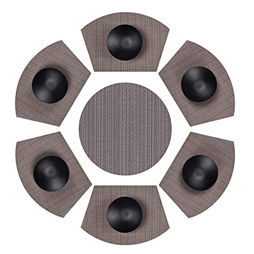 Keilförmige Platzsets für Runder Tisch,PVC Tischsets 7er Set Abwaschbar Hitzebeständig Platzsets Schmutzabweisend Platzdeckchen Vinyl Platzmatten Leicht zu Reinigen für Zuhause, Küche, Dekoration von GUOCU