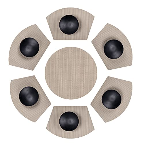 Keilförmige Platzsets für Runder Tisch,PVC Tischsets 7er Set Abwaschbar Hitzebeständig Platzsets Schmutzabweisend Platzdeckchen Vinyl Platzmatten Leicht zu Reinigen für Zuhause, Küche, Dekoration von GUOCU