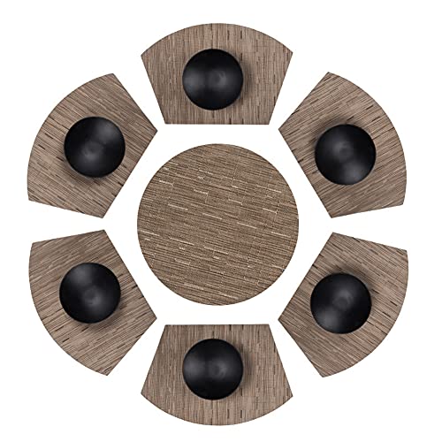 Keilförmige Platzsets für Runder Tisch,PVC Tischsets 7er Set Abwaschbar Hitzebeständig Platzsets Schmutzabweisend Platzdeckchen Vinyl Platzmatten Leicht zu Reinigen für Zuhause, Küche, Dekoration von GUOCU