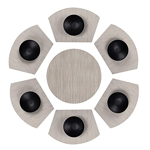 Keilförmige Platzsets für Runder Tisch,PVC Tischsets 7er Set Abwaschbar Hitzebeständig Platzsets Schmutzabweisend Platzdeckchen Vinyl Platzmatten Leicht zu Reinigen für Zuhause, Küche, Dekoration Keilförmige Platzsets für Runder Tisch,PVC Tischsets 7er Set Abwaschbar Hitzebeständig Platzsets Schmutzabweisend Platzdeckchen Vinyl Platzmatten Leicht zu Reinigen für Zuhause, Küche, Dekoration von GUOCU
