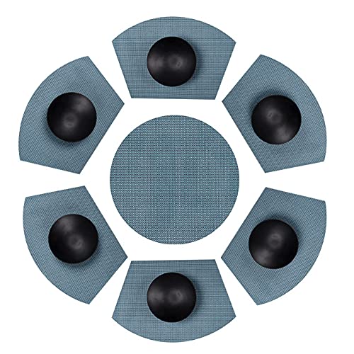 Keilförmige Platzsets für Runder Tisch,PVC Tischsets 7er Set Abwaschbar Hitzebeständig Platzsets Schmutzabweisend Platzdeckchen Vinyl Platzmatten Leicht zu Reinigen für Zuhause, Küche, Dekoration von GUOCU