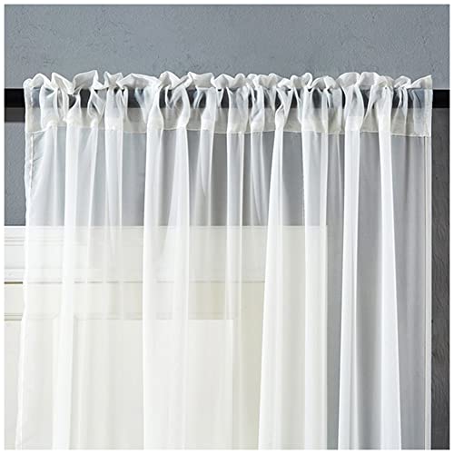 GUOCU Sheer Vorhang Gardinen Schals Voile Vorhänge Wohnzimmer Transparent Einfarbig Vorhang mit Kräuselband Dekosachals Schlafzimmer Fensterdekoration Tüllvorhang Weiß 100X200cm(1 Stück) von GUOCU