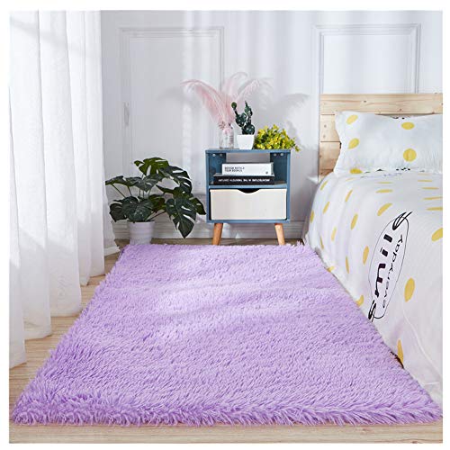 Teppich Extra Weich Kunstfell Pelz Stil Teppich Faux Fleece Flauschig Bereich Teppiche Anti-Rutsch Yoga Teppich Für Wohnzimmer Schlafzimmer Sofa Boden Teppiche Accessoires Wohnzimmer,Lila,80x200 von GUOCU