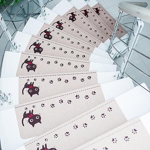 Treppenstufen Matten 7er Set Modern Stufenmatten Innen 55x22cm Rutschfeste Teppich Treppenteppich Selbstklebend Stufenteppich Innenbereich Bedruckte Treppenmatte für Kinder, Ältere und Hunde C 55x22cm von GUOCU