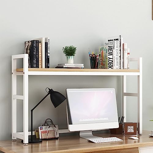 Bücherregal - Desktop Organizer, 1-stufiges Multifunktions-Bücherregal Für Die Arbeitsplatte, Druckerständer Aus Holz Und Metall, Bürobedarf, Organizer Und Zubehör, Aufbewahrungsregal ( Color : White von GUODDM