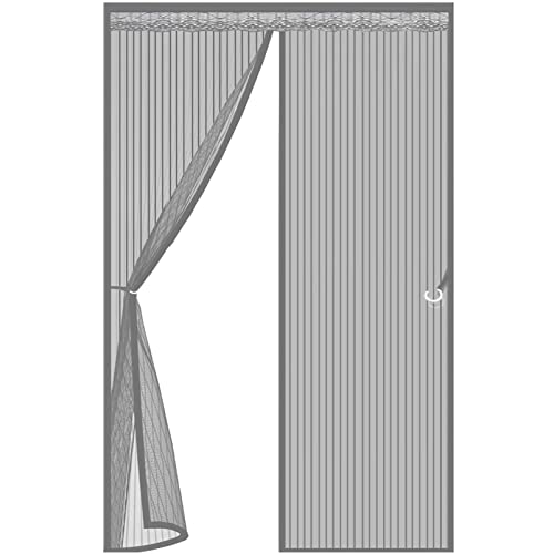 Fliegengitter Magnet Tür, 100x210cm(39x83inch) Insektenschutz Magnetvorhang Automatisches Schließen für Die Balkontür, Grau von GUOGAI