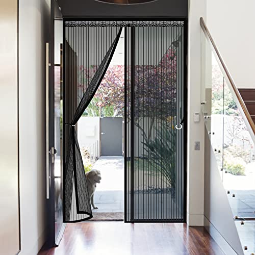 GUOGAI Fliegengitter Magnet Tür, 140x210cm(55x83inch) Insektenschutz Magnet Vorhang Fliegenvorhang Ohne Bohren für Die Balkontür, Schwarz von GUOGAI