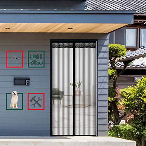 GUOGAI Fliegengitter Magnet Tür, 85x200cm(33x79inch) Insektenschutz Fliegengitter Balkontür Automatisches Schließen für Die Balkontür, Schwarz von GUOGAI