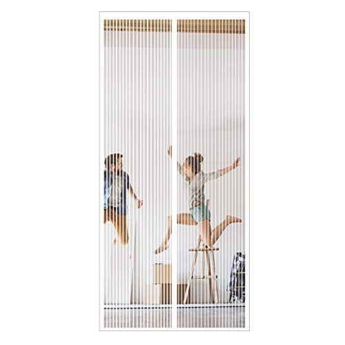 GUOGAI Fliegengitter Tür Magnetisch 115x210cm(45x83inch) Easy Install Balkontür Magnet Fliegenvorhang Insektenschutz für Wohnzimmer Tür Kellertür Balkontür, Weiß A von GUOGAI