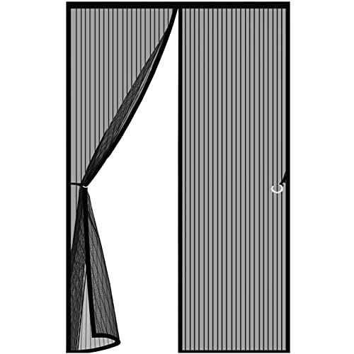 GUOGAI Magnet Vorhang, 80x200cm(31x79inch) Insektenschutz Moskitonetz Für Balkontür Auto Schließen für Wohnzimmer Tür Kellertür Balkontür, Schwarz A von GUOGAI