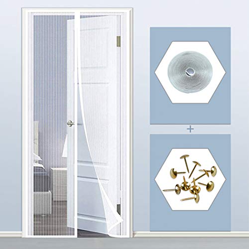 GUOGAI Magnet Vorhang, 80x215cm(31x85inch) Insektenschutz Balkontür Magnet Fliegenvorhang mit Heavy Duty Mesh für Die Balkontür, Weiß von GUOGAI