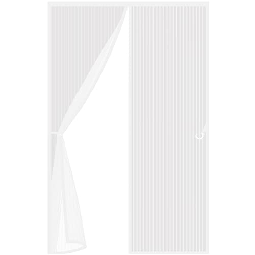 Magnet Fliegengitter 85x235cm(33x93inch) mit Heavy Duty Mesh Fliegengitter Balkontür Verschiedene Größen für Balkontür Terrassentür Wohnzimmer, Weiß A von GUOGAI