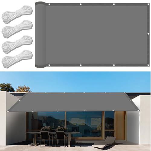 Sonnensegel Rechteckig 2 x 3.4 m Anthrazit UV-Schutz Sun, sonnensegel Rechteckig HDPE Windschutz für Garten, Balkon und Terrasse, Hellgrau von GUOGAI
