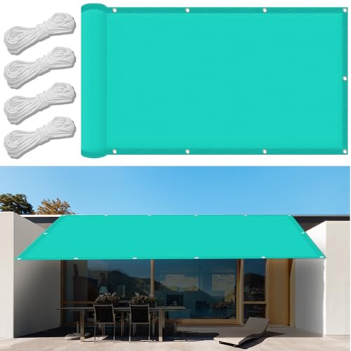 Sonnensegel Rechteckig 4 x 4 m Sonnen-Wind-UV Schutz Sun Segel Reißfestes Strapazierfähig für Außenanlagen und Aktivitäten, Himmelblau von GUOGAI