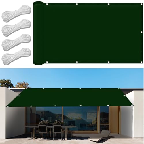 Sonnensegel Sonnenschutz Segel 3 x 5 m UV-Schutz HDPE Segel sonnensegel Rechteckig Reißfestes Strapazierfähig für Garten Outdoor Terrasse, Dunkelgrün von GUOGAI