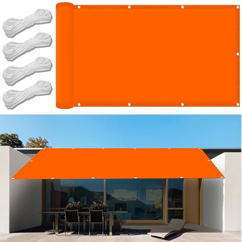 Sonnensegel Wasserabweisend 1 x 3.8 m Anthrazit UV-Schutz Sun, sonnensegel Rechteckig HDPE Windschutz für Außenanlagen und Aktivitäten, Orange von GUOGAI