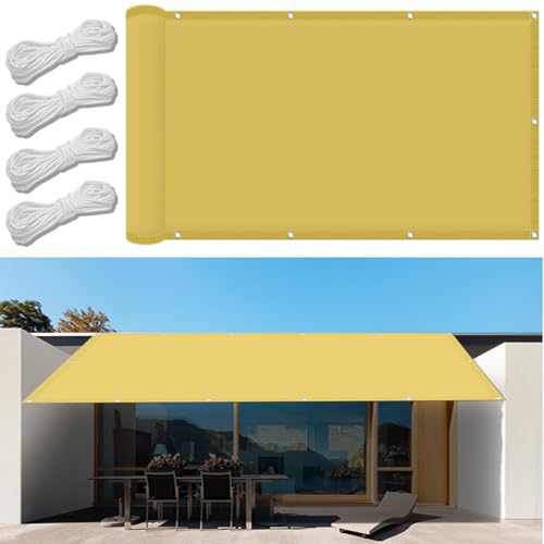 Sun Segel Sonnensegel 2.5 x 3.5 m Windschutz mit UV, Sun Segel Reißfestes Strapazierfähig für Garten Outdoor Terrasse, Creme Farben von GUOGAI